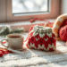 crochet navideño fácil: un minipouch en crochet en colores navideños